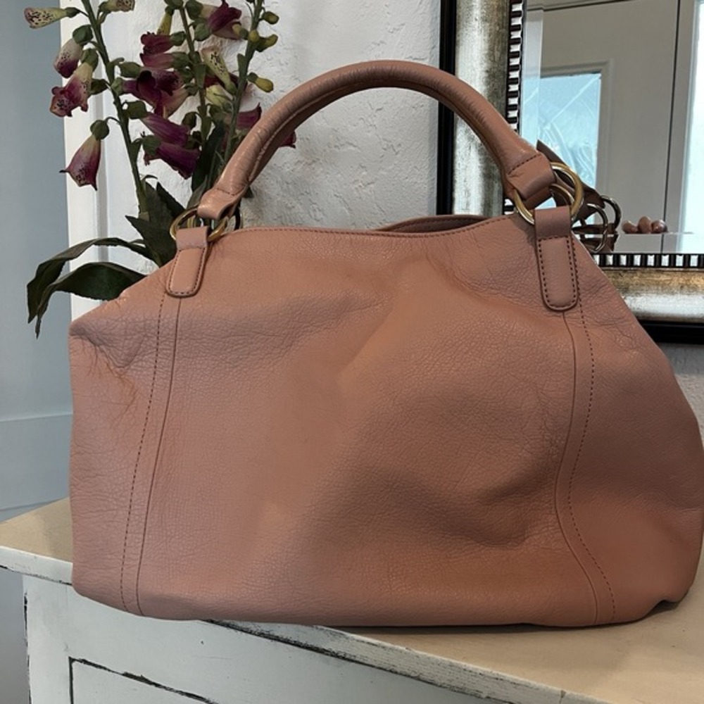 GILI Got It Love It Large LEATHER Soft Pink Satchel Crossbody Hobo‎ Bag PURSE